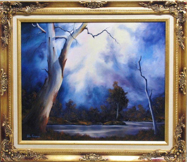 Oil Painting by JOHN COCORIS titled BLUE MOOD