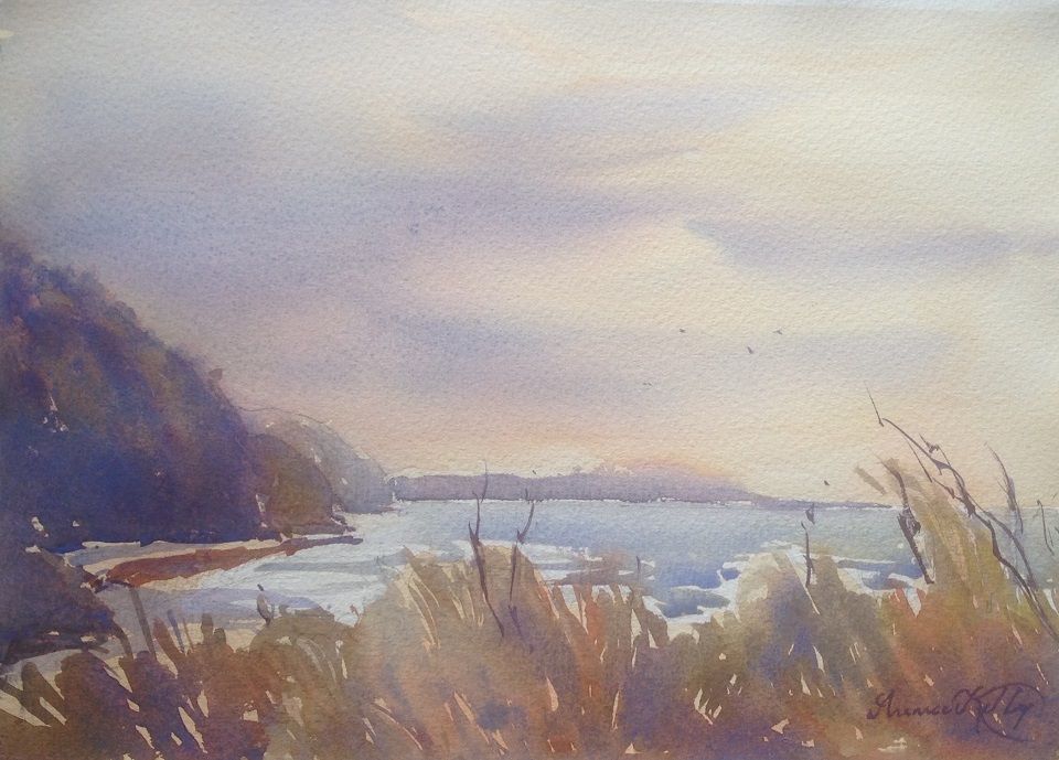 Watercolour Painting by Annee Kelly titled Along the Great Ocean Road
