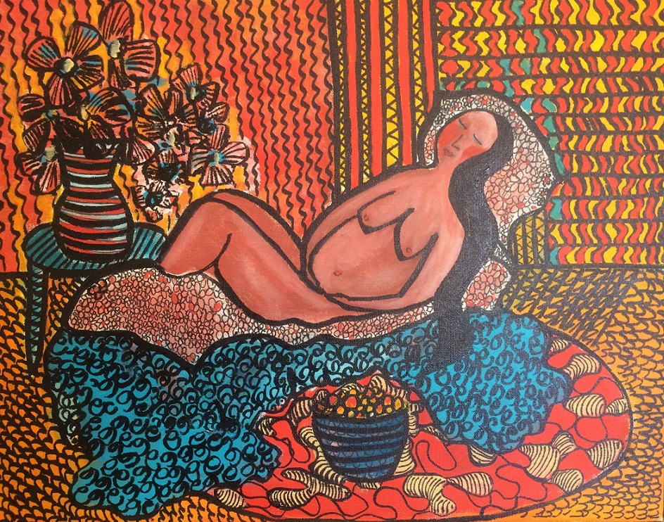 Acrylic Painting by Julie Rooney titled Woman Reclining