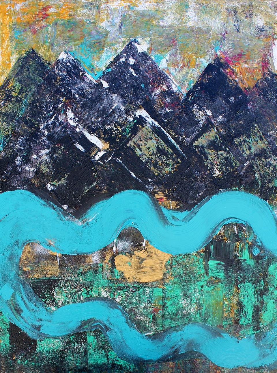 Acrylic Painting by Julie Rooney titled Mountain River