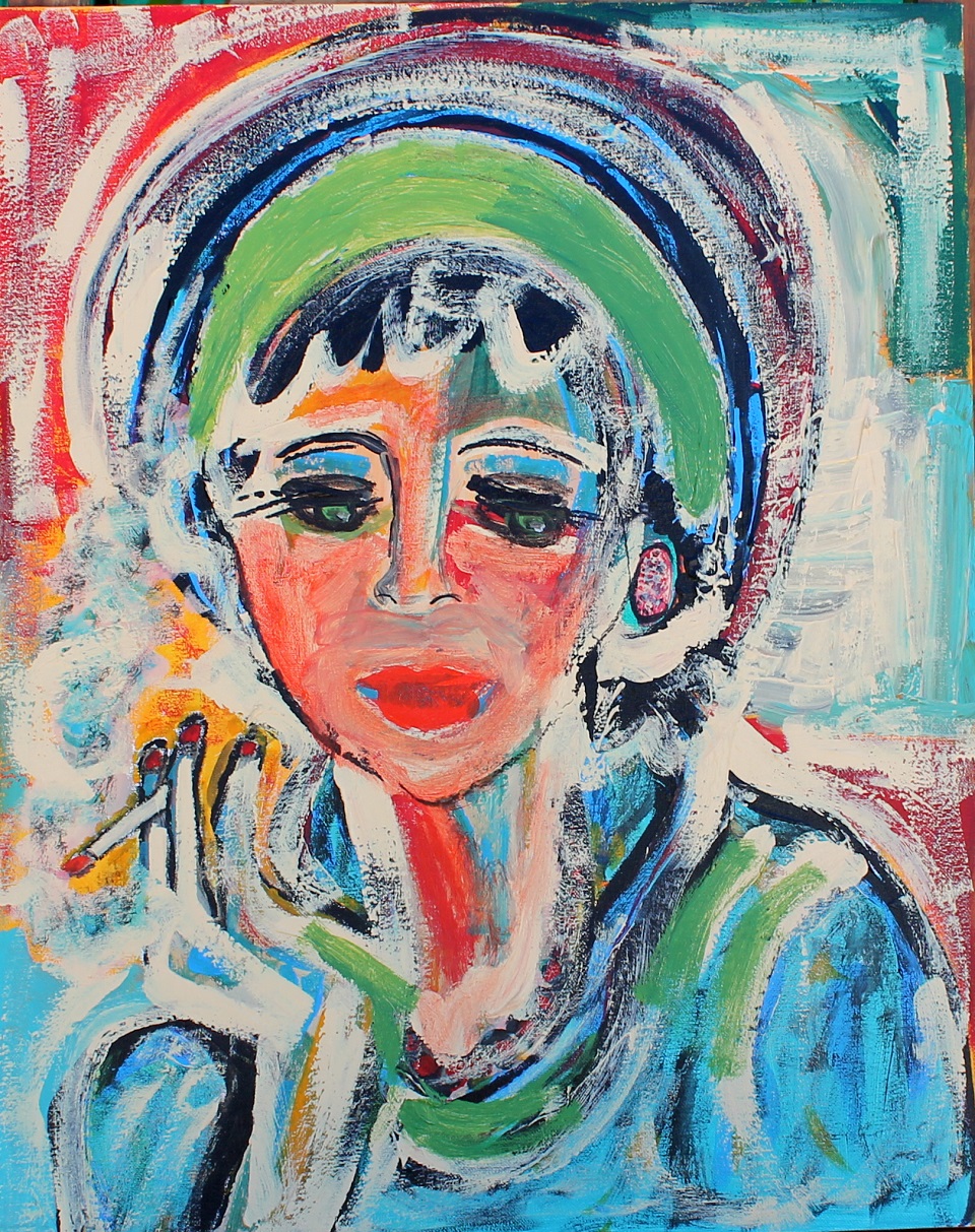 Acrylic Painting by Julie Rooney titled Working the Streets