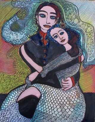 An Acrylic painting by Julie Rooney in the Contemporary style  People and titled Bride and Groom