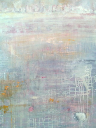 A Mixed Media painting by Jeanette Adams in the Abstract Impressionist style  depicting Water Beach and Sea and titled Shell At Williamstown