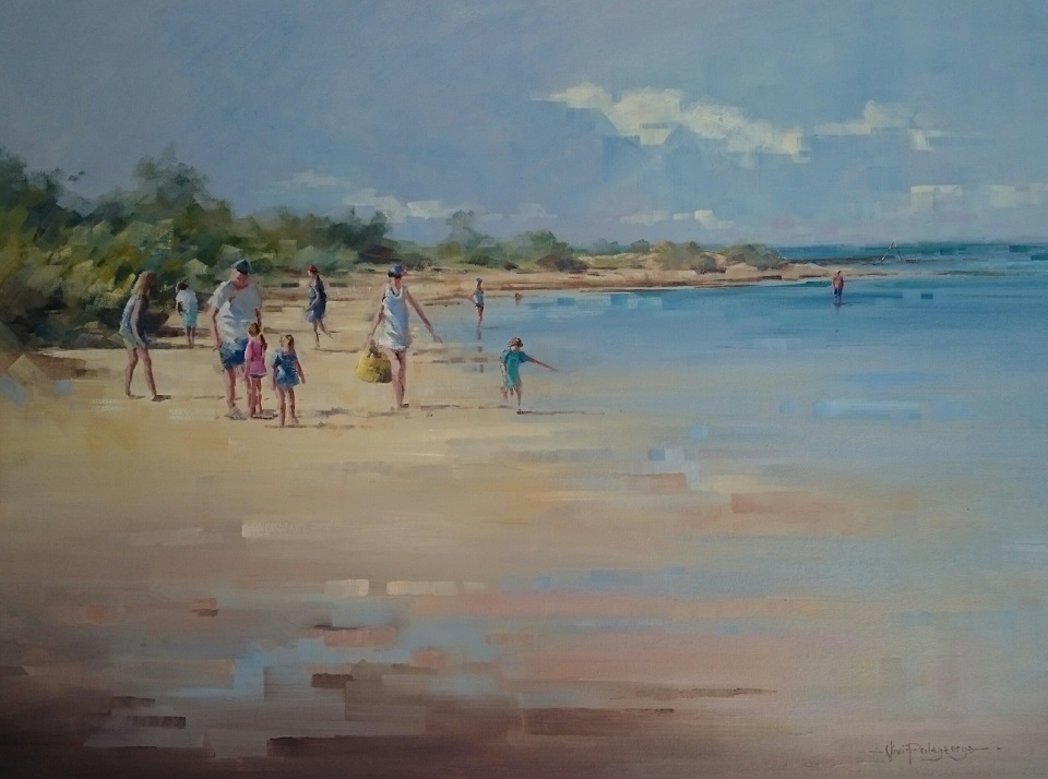 Oil Painting by Vivi Palegeorge titled Summers Day at Ricketts Point