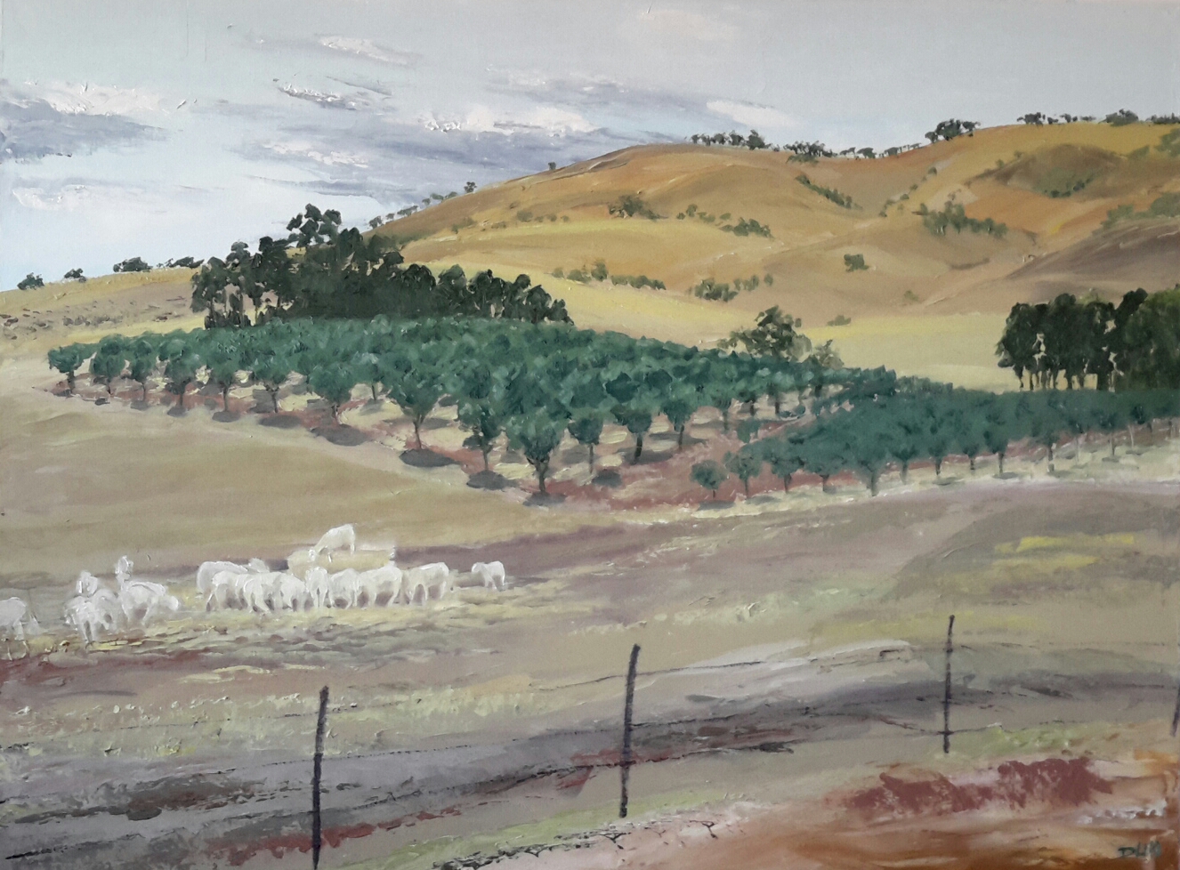 Acrylic Painting by Dawn Lim titled Moonambel Gap Olives