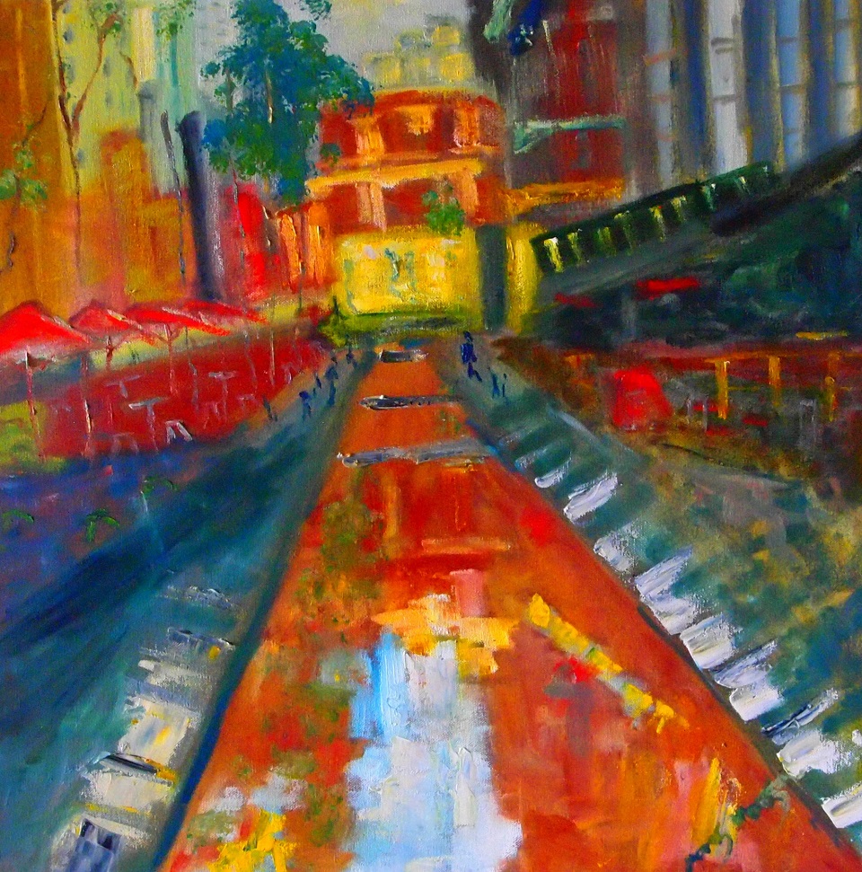 Oil Painting by Margaret Morgan-Watkins titled Melbourne City Square