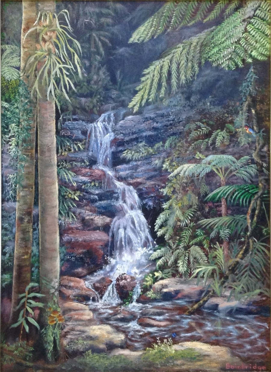 Oil Painting by Maureen Bainbridge titled Dancing Waters – Springbrook