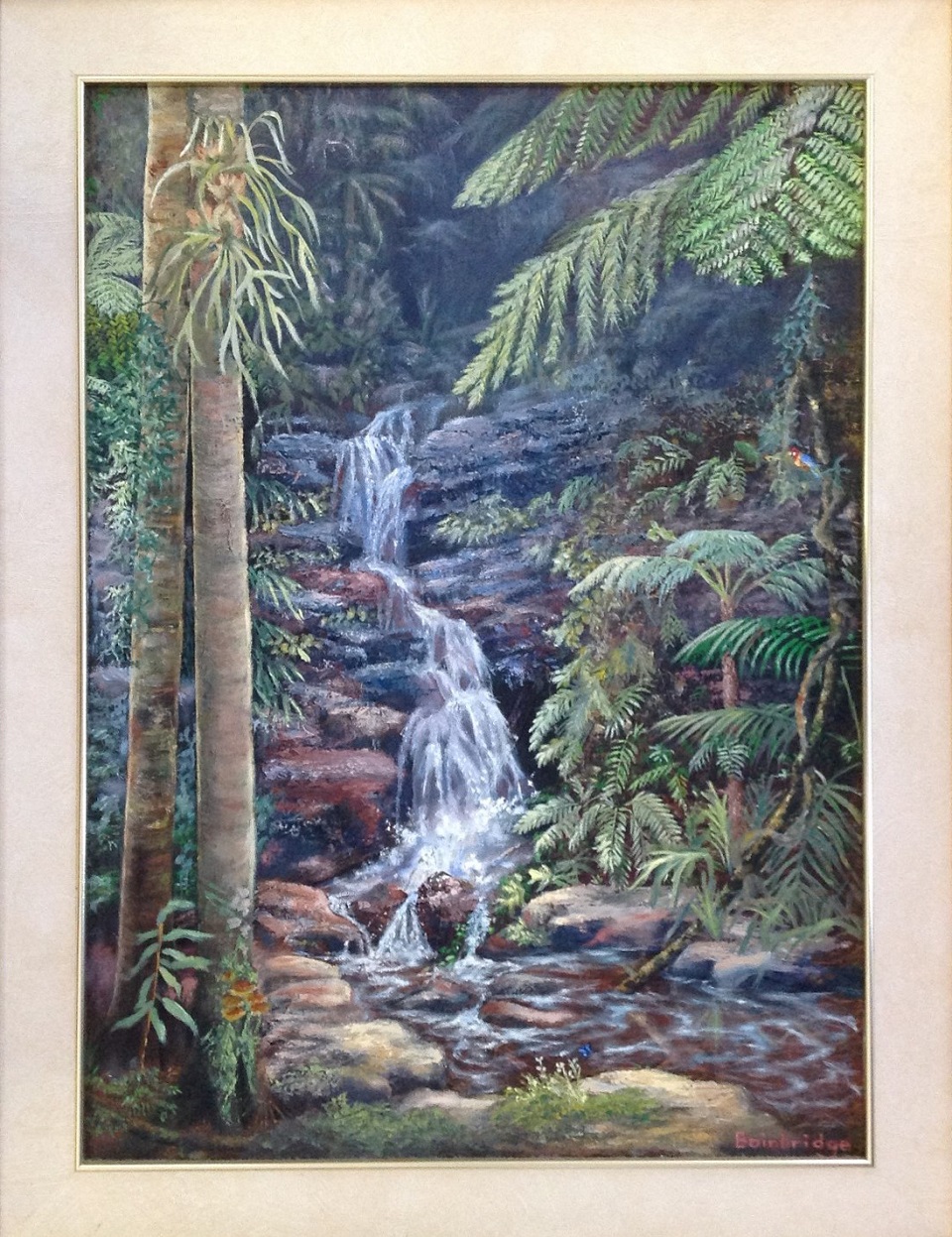 Oil Painting by Maureen Bainbridge titled Dancing Waters – Springbrook