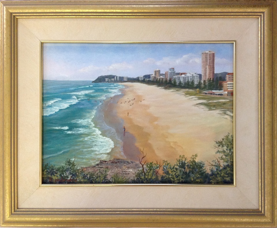 Oil Painting by Maureen Bainbridge titled Burleigh Beach