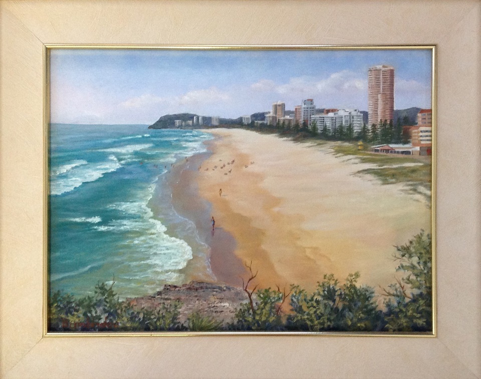 Oil Painting by Maureen Bainbridge titled Burleigh Beach