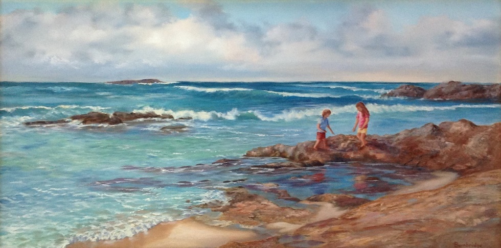 Oil Painting by Maureen Bainbridge titled Beach Exploring