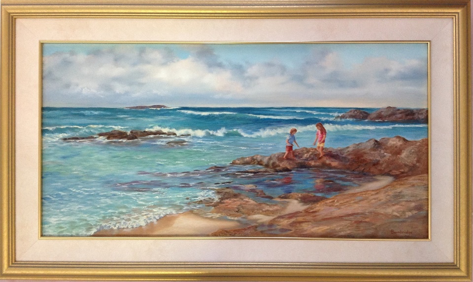 Oil Painting by Maureen Bainbridge titled Beach Exploring
