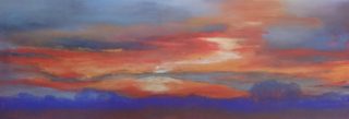 A Pastel painting by Winston Head in the Realist style  depicting Desert and Sunset with main colour being Blue and Orange and titled Canning Stock Route Sunset #2