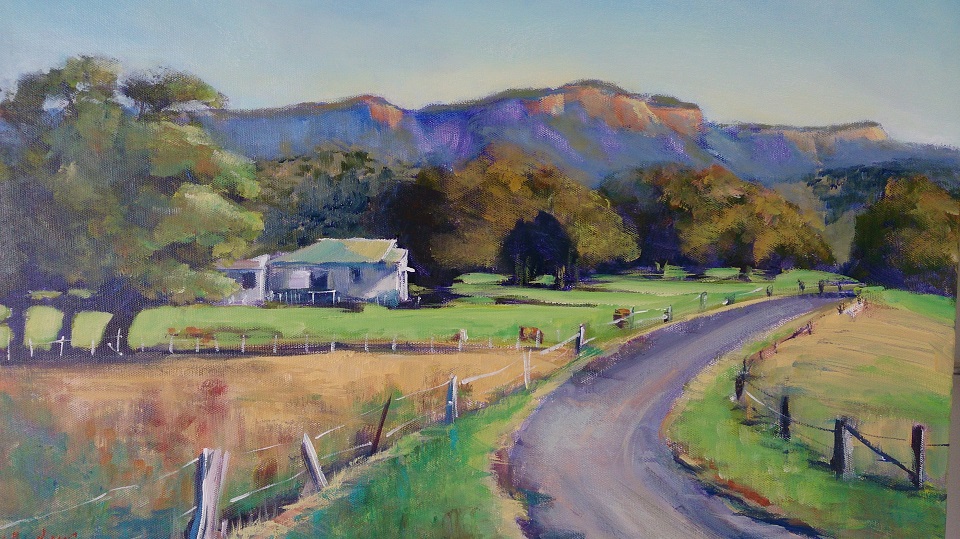 Acrylic Painting by Kathy Karas titled Yellow Rock Road