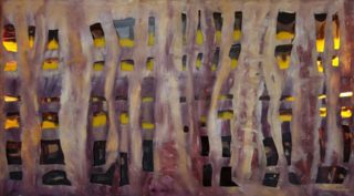 A Mixed Media painting by Tim K Jones in the Semi Abstract Expressionist style  depicting Landscape Garden Sunrise and Sunset with main colour being Brown Cream and Gold and titled You Bring The Magic