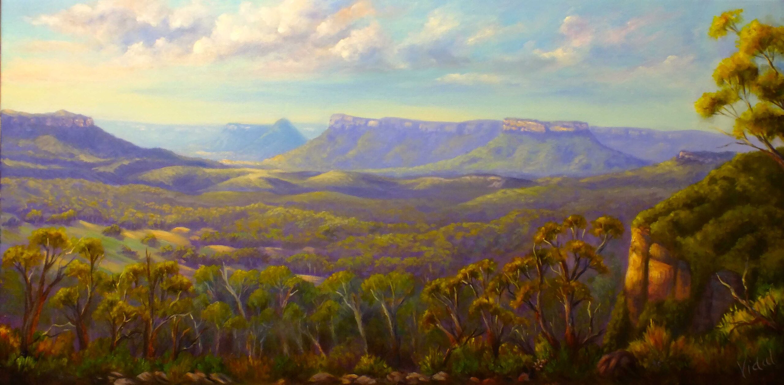 Oil Painting by Christopher Vidal titled View on Capertee Valley from Pearsons Lookout, NSW