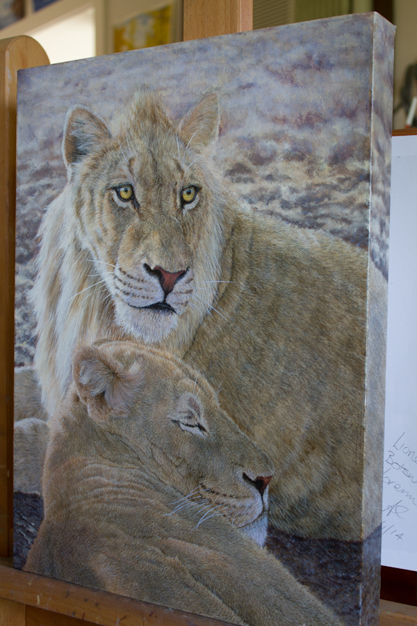 Acrylic Painting by Alison Clark titled Morning Rest for Two Siblings