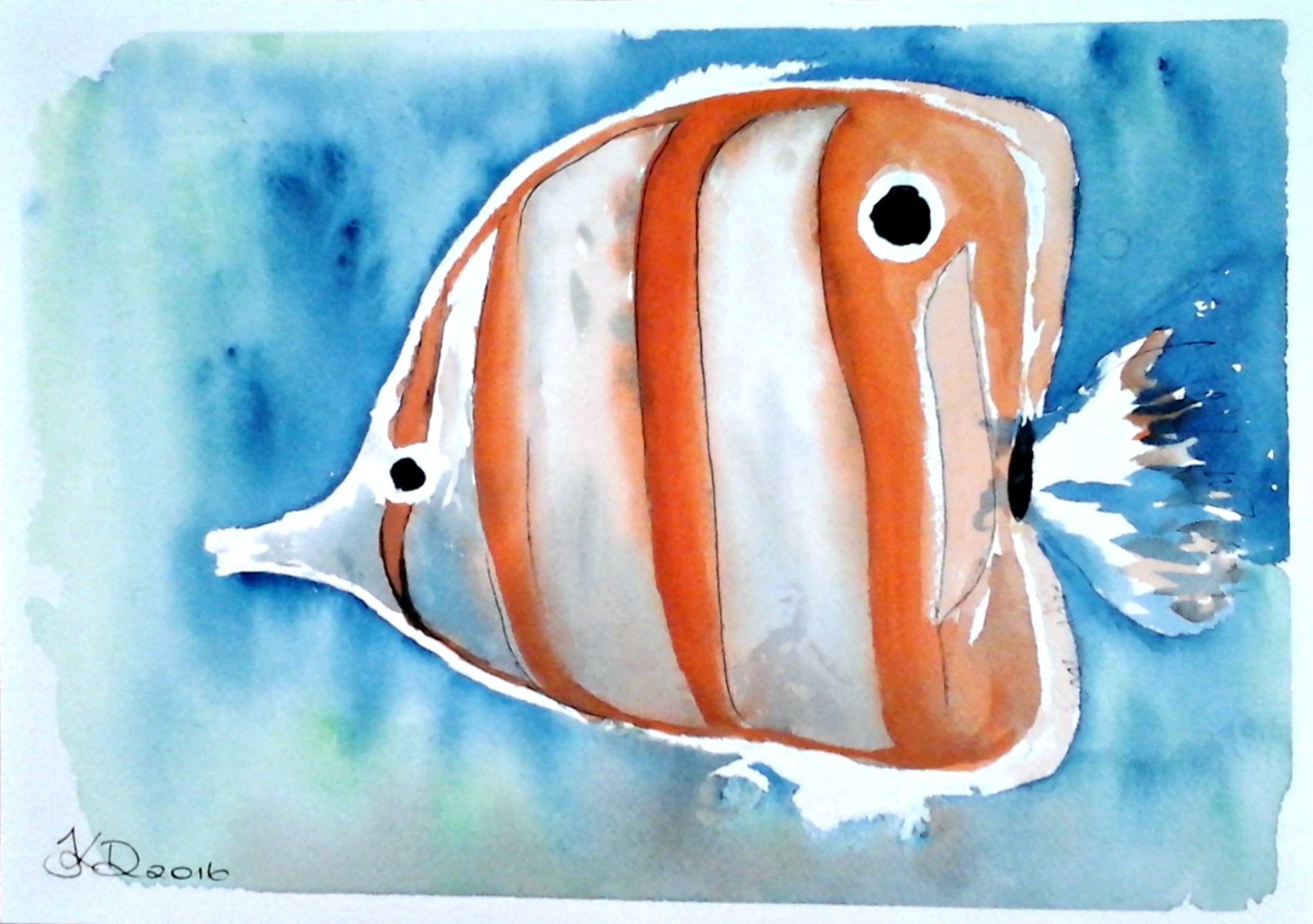 Watercolour Painting by Tracey L Dawes titled Orange Angel
