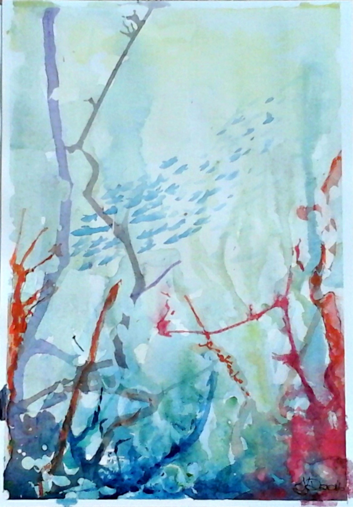 Watercolour Painting by Tracey L Dawes titled Underwater Forrest