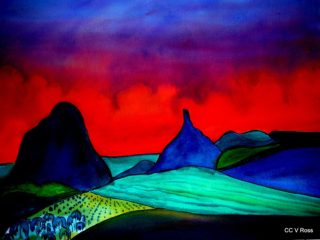 A  painting by Valarie Ross Mountains and titled Landscape 5