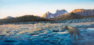 An Oil painting by Hazel Howie in the Realist style  depicting Animals Bush and Lake and titled Heading Home