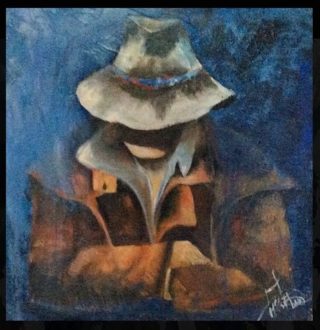 A  painting by June McCotter in the Contemporary style  Man and titled Our Son