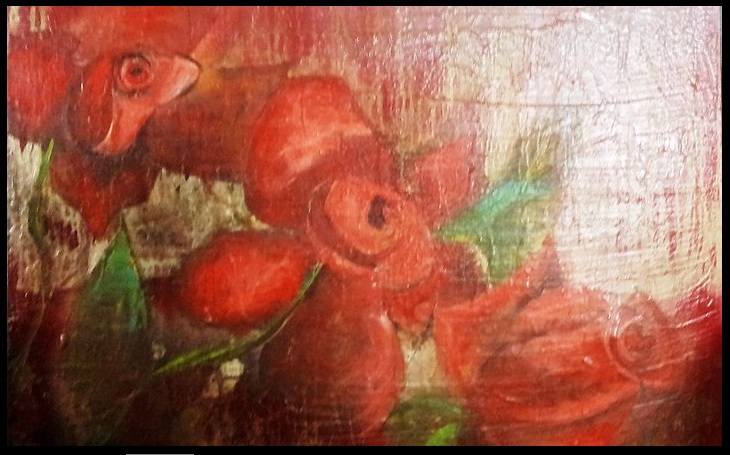  Painting by June McCotter titled Red Roses