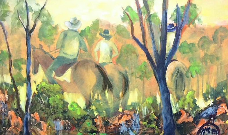  Painting by June McCotter titled Stockmen Heading Home