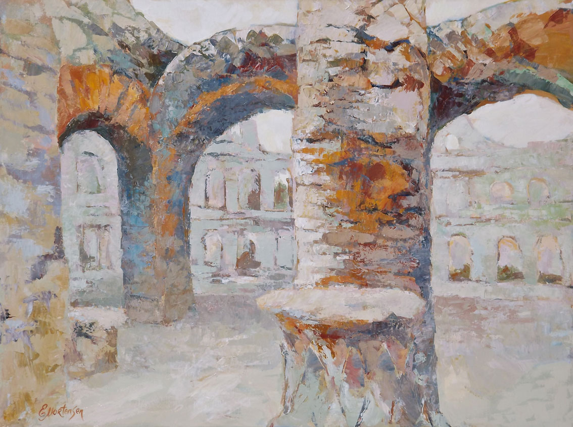 Acrylic Painting by Ekaterina Mortensen titled ROMAN RELICTS ARCHES