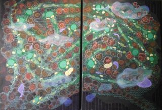 An Acrylic painting by Pippa Newby and titled Diptych