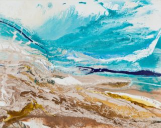 An Acrylic painting by William Holt in the Abstract style  with main colour being Blue and Brown and titled Totality