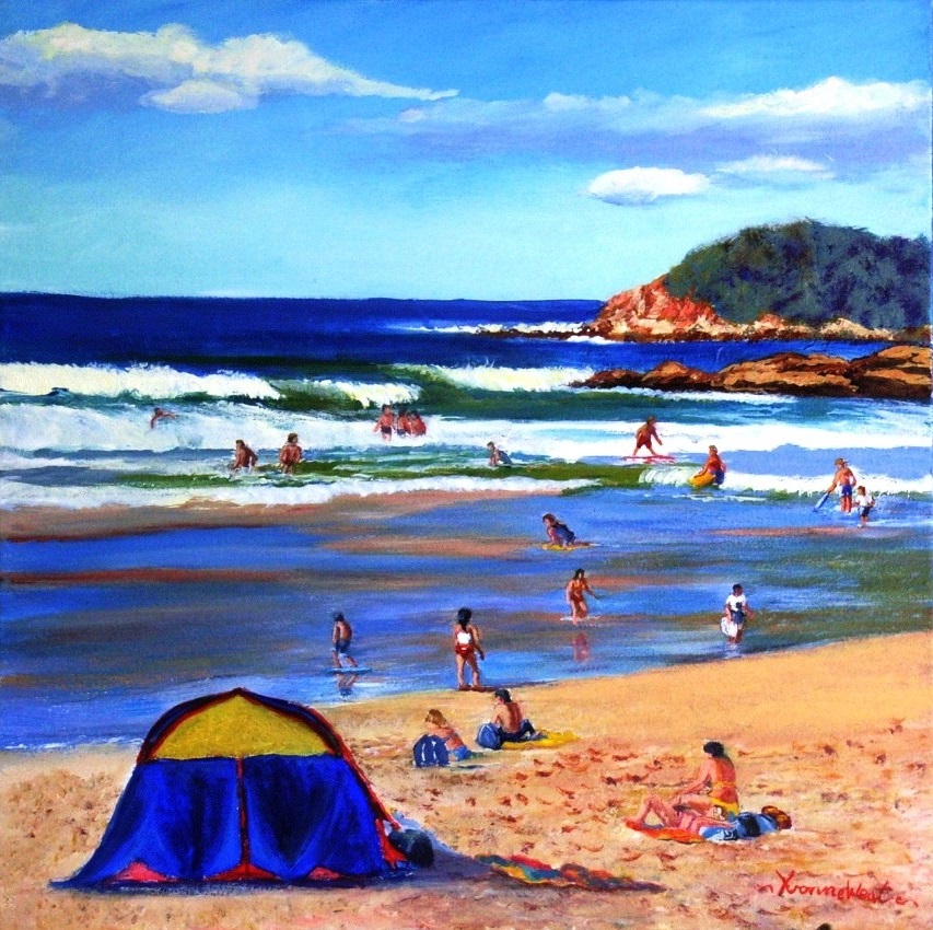 Acrylic Painting by Yvonne West titled Fairy Bower Beach