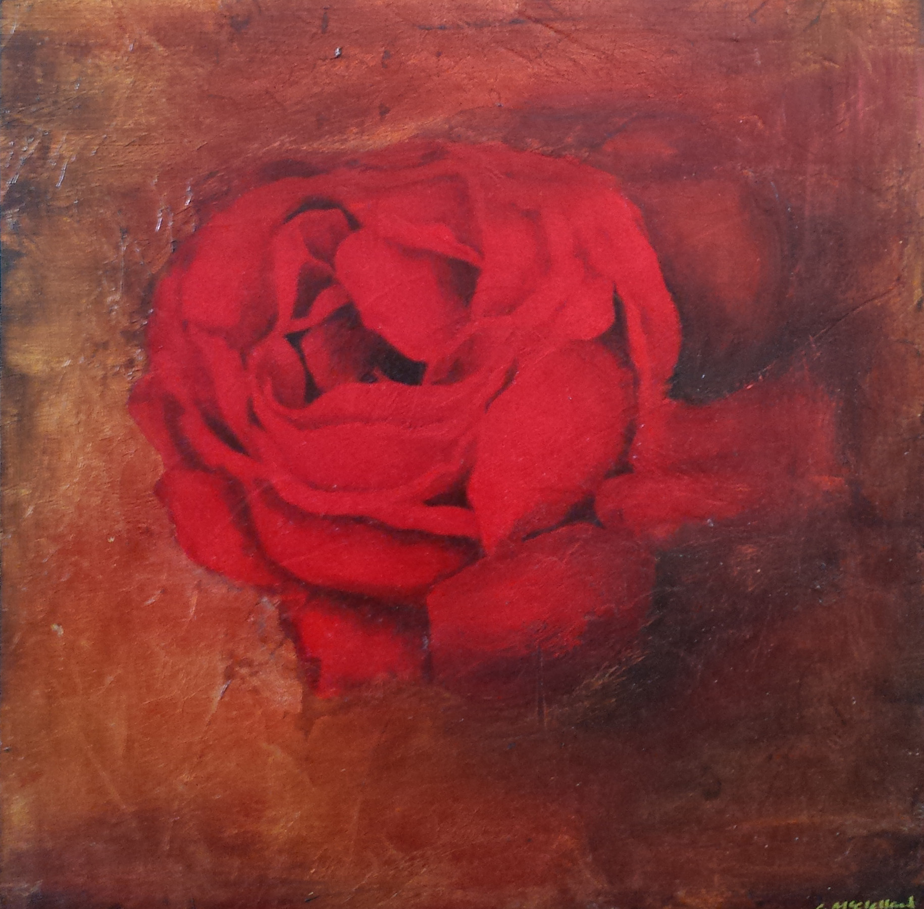 Oil Painting by Christopher McClelland titled Burnt Earth and Rose #3