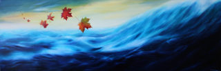 A  painting by Christopher McClelland Bush Fantasy and Moon and titled Autumn Leaves over the Indain Ocean