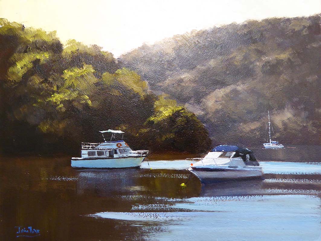 Oil Painting by John Rice titled Boats On The Hawkesbury