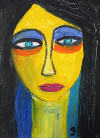 An Acrylic painting by Gail Edmonds in the Abstract Expressionist style  Woman and titled Colour Lady