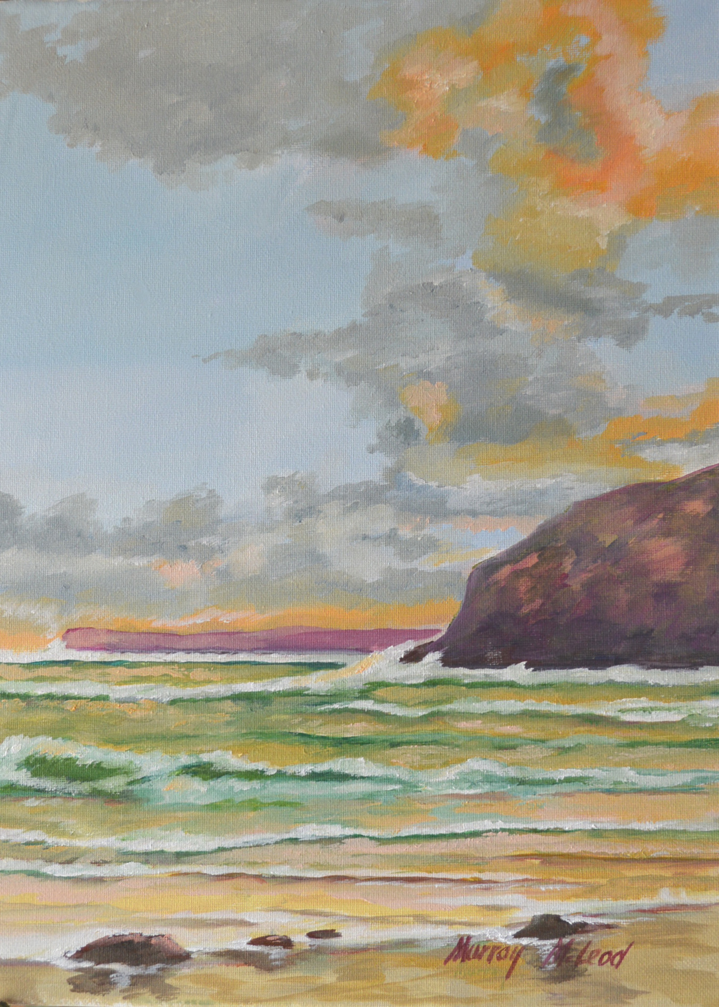 Oil Painting by Murray McLeod titled Forrester's Beach sunset