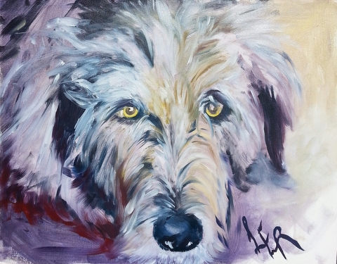 Oil Painting by Lesley Rosochodski titled It's a Dog's Life
