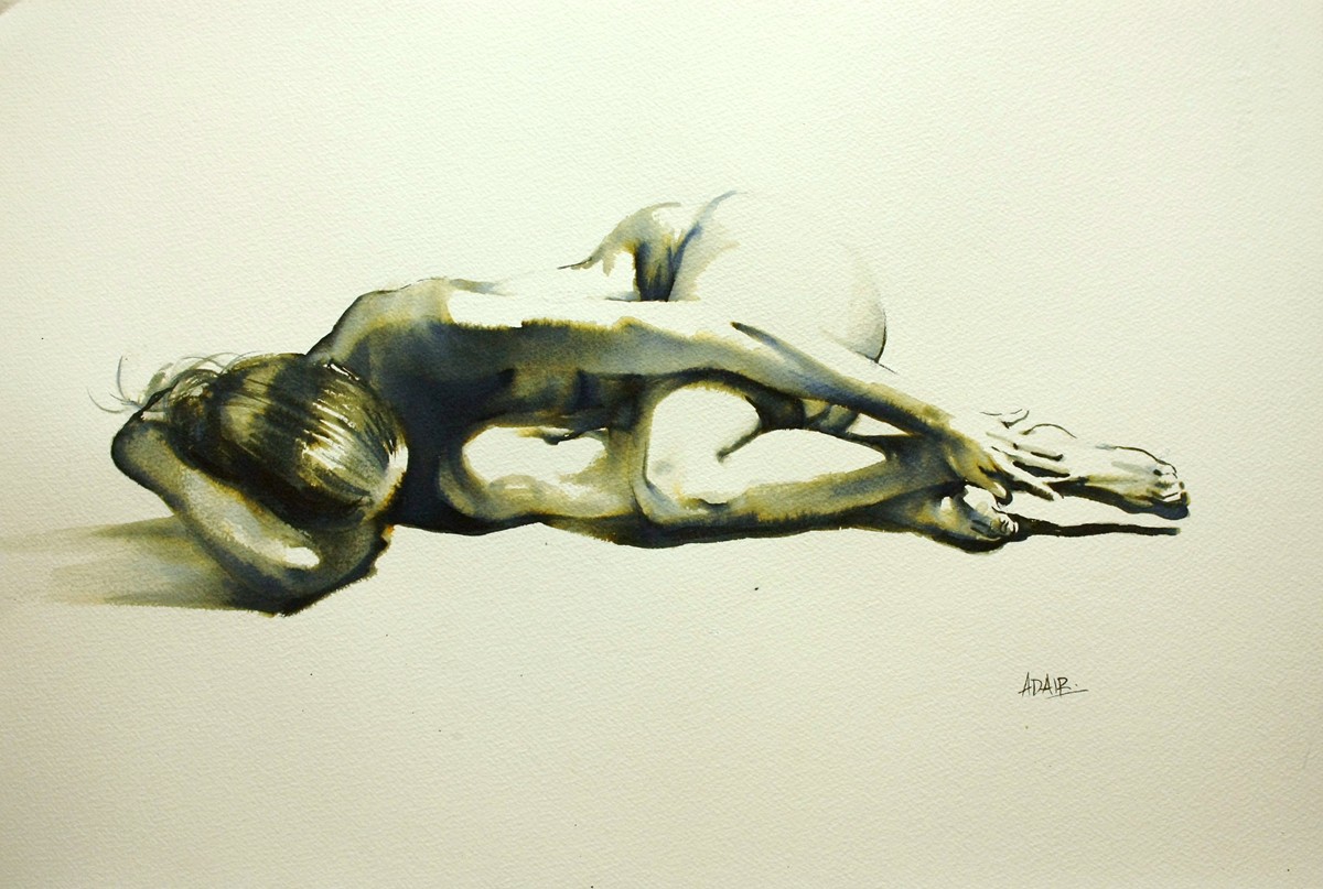 Ink Painting by Pauline Adair titled "Nude - Ink & Wash"