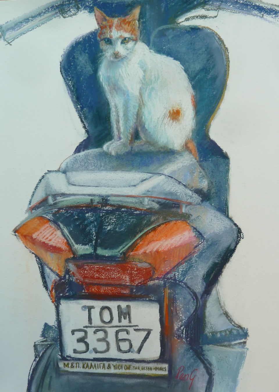 Pastel Painting by Penelope Gilbert-Ng titled Tom Ready for a Ride