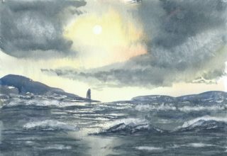 A Watercolour painting by Steven Scott Sea and titled Decades in the Sun