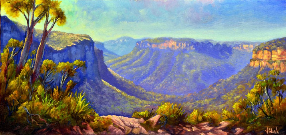 Oil Painting by Christopher Vidal titled Govetts Leap Lookout, Blue Mountains