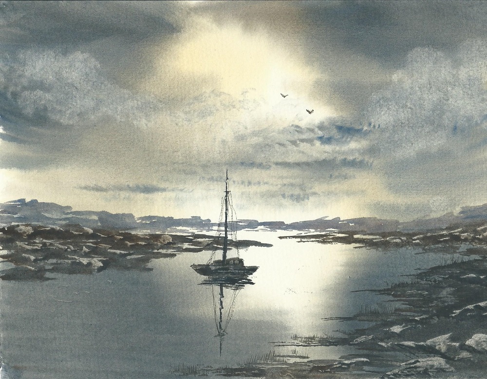 Watercolour Painting by Steven Scott titled Ocean Light