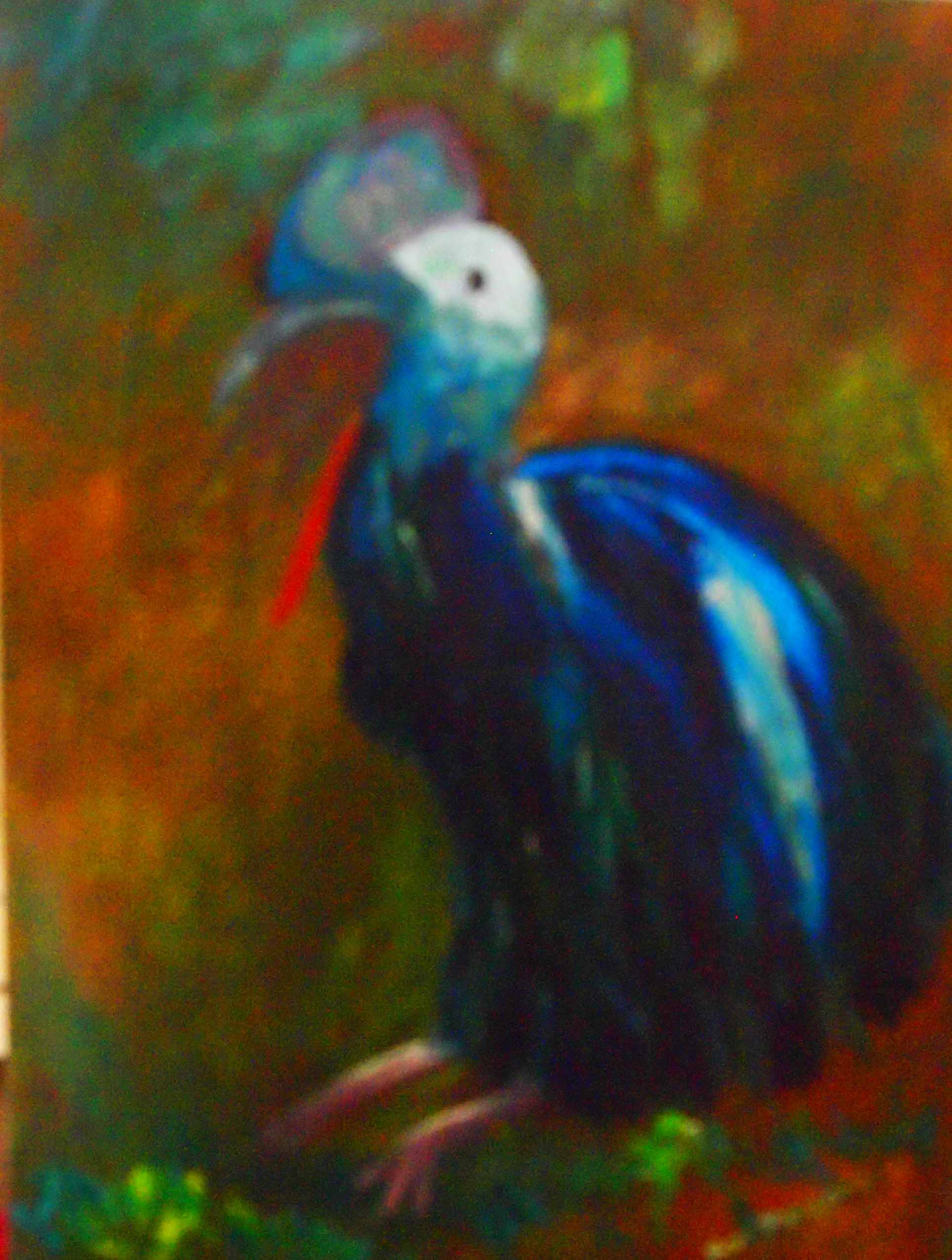 Oil Painting by Margaret Morgan-Watkins titled Giant Cassowary - Mega fauna