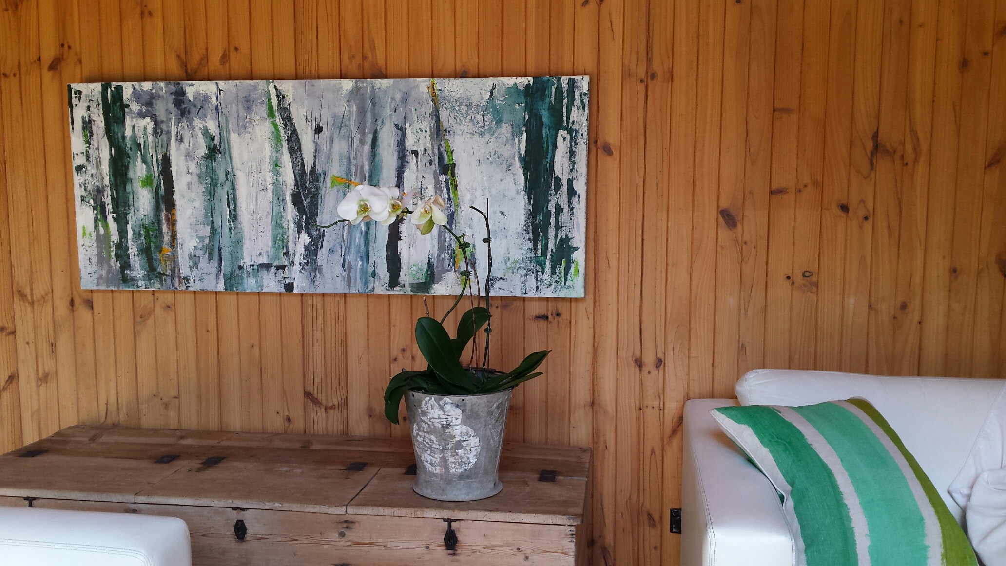 Acrylic Painting by Jeanette Adams titled Forest Outside My Door