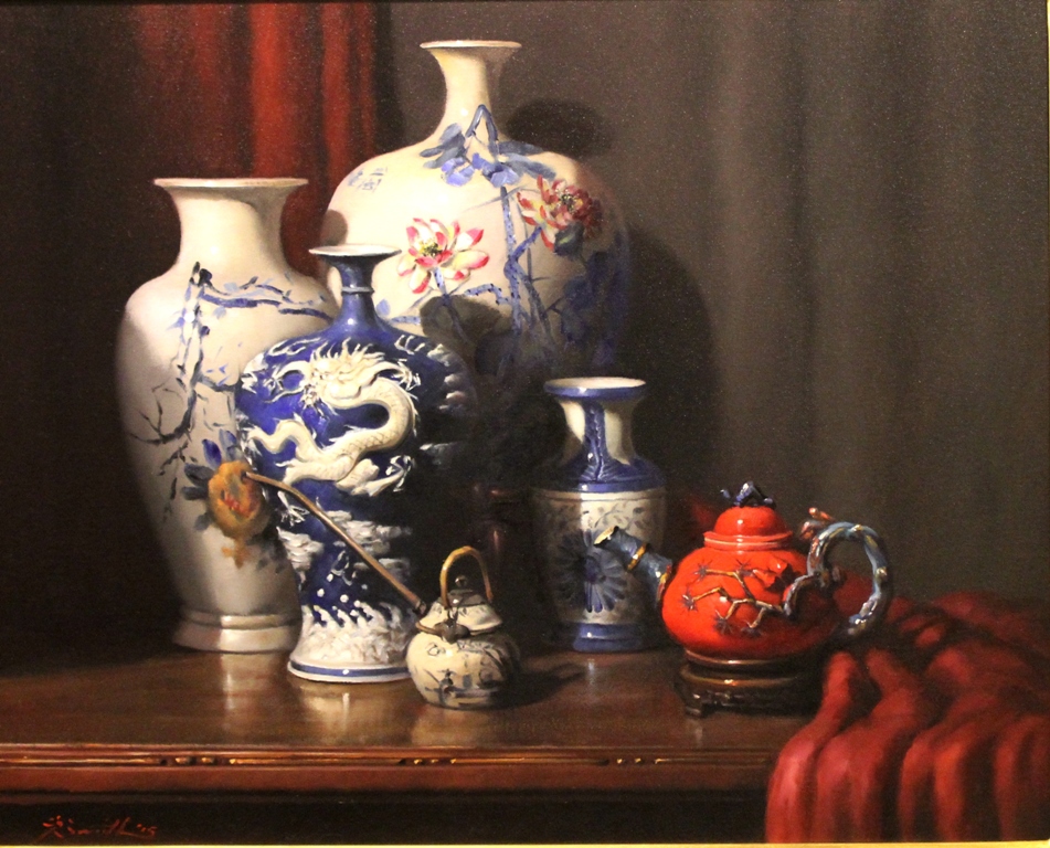 Oil Painting by Gregory R. Smith titled Oriental Red White and Blue