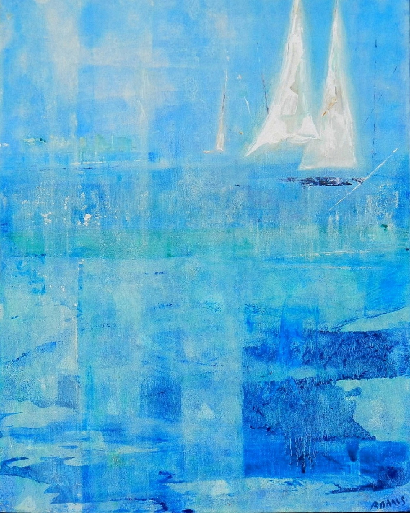 Acrylic Painting by Jeanette Adams titled Sails Out Of The Blue