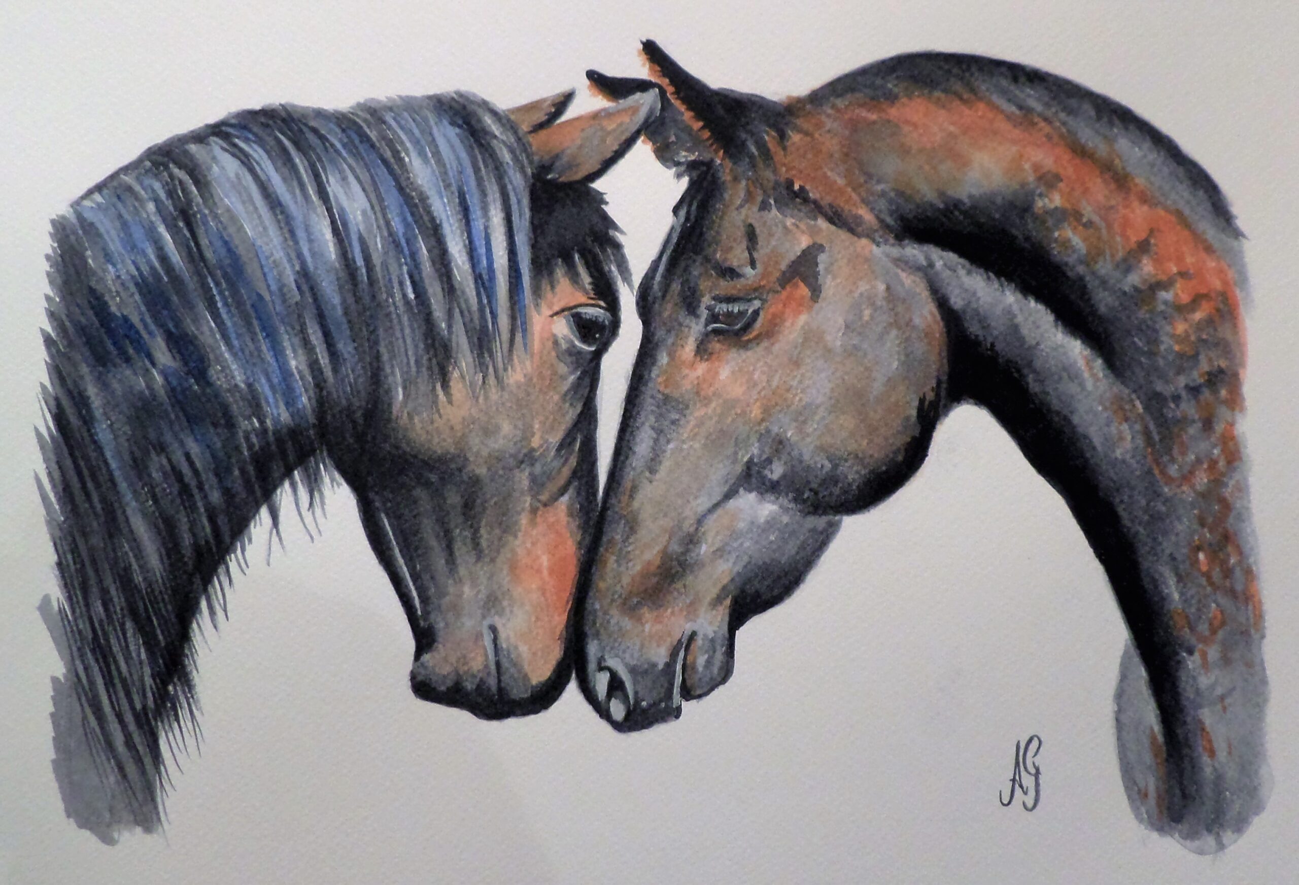 Acrylic Painting by Anne Gardner titled Horse lovers