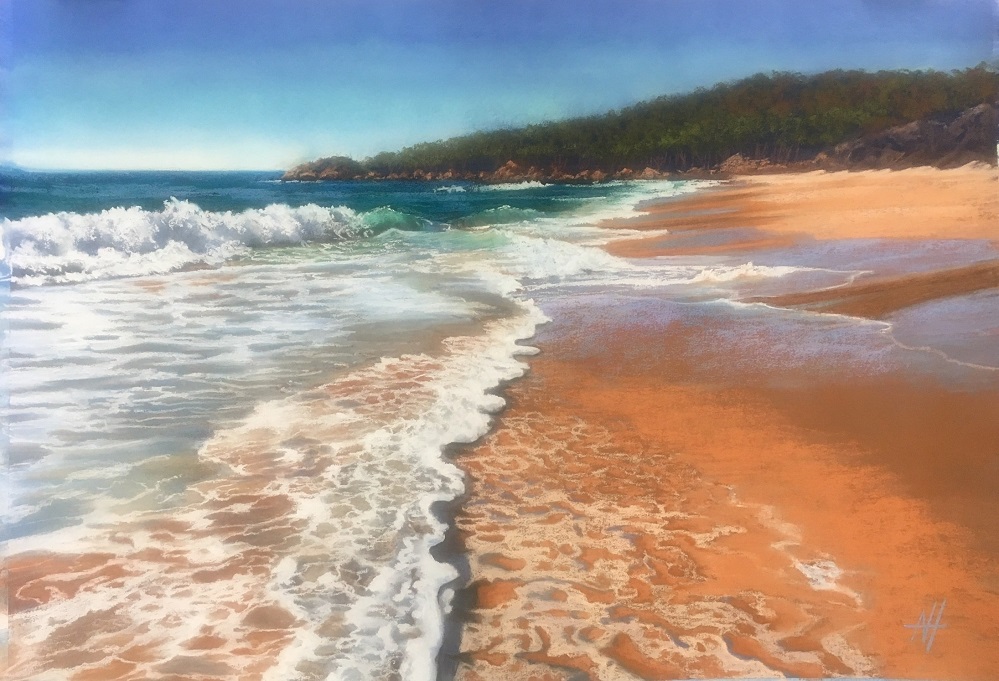 Pastel Painting by Nicki Hall titled Foamy Day Arugunnu