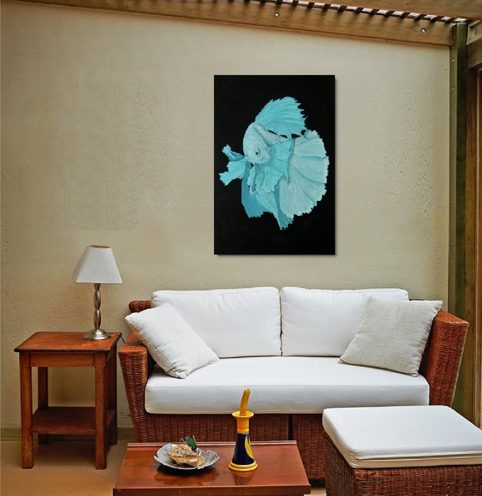 Acrylic Painting by Julie-Anne Gatehouse titled Fighting Fish